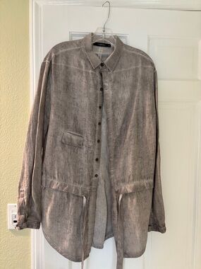 Unbranded Taupe Button-Front Drawstring Jacket